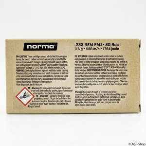 Norma .223 Rem. Tactical FMJ 3,56 g / 55 gr Büchsenpatronen, Packung mit 30 Stück