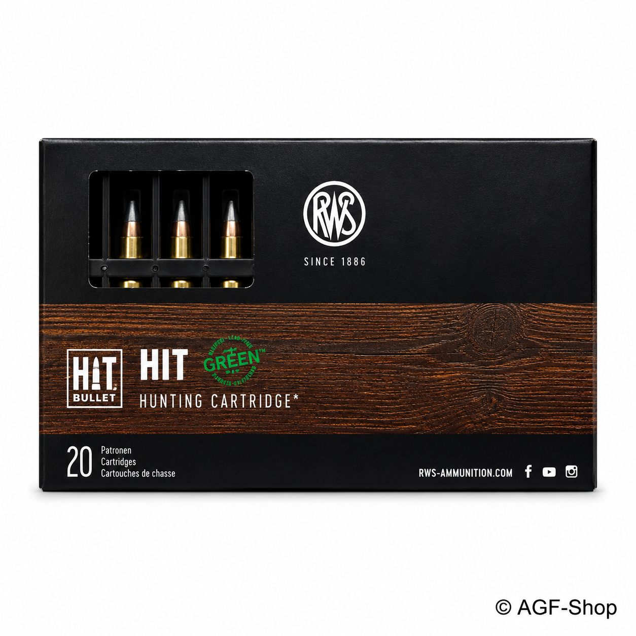 RWS HIT .222 .223 Rem. 2,6 g 40 grs bleifreie Jagdmunition 20 Stück